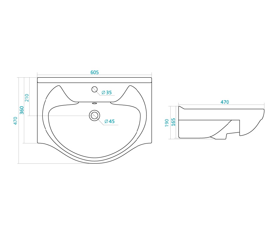 Умывальник Santek Байкал 60 см 1.WH10.9.652