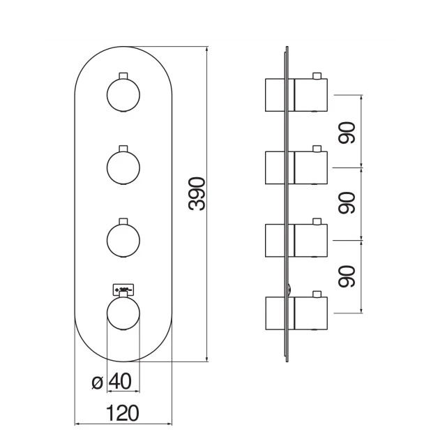 Термостатический смеситель для ванны Webert Live 4 выхода внешняя часть глянцевый черный WE00104/TFLP