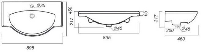 Умывальник VitrA Classic 90 Белый WB.FN/Classic/90-C/WHT.G/S1