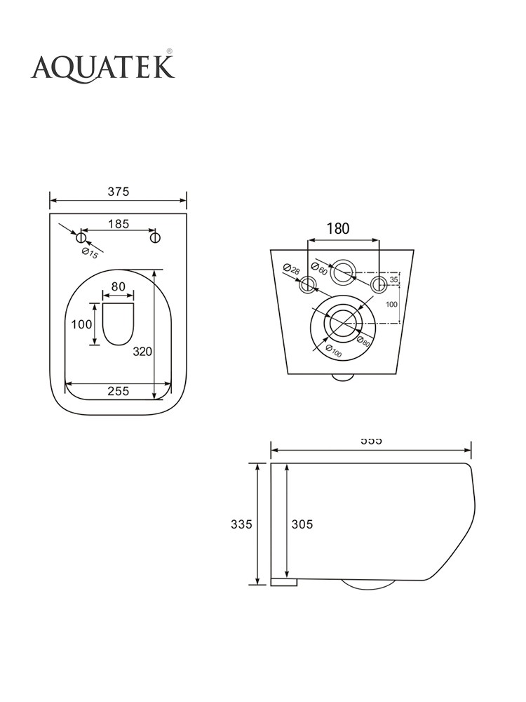 Комплект инсталляции Aquatek Медея T рама Standard INS-0000012 и унитаз AQ1537T-00 МЕДЕЯ T