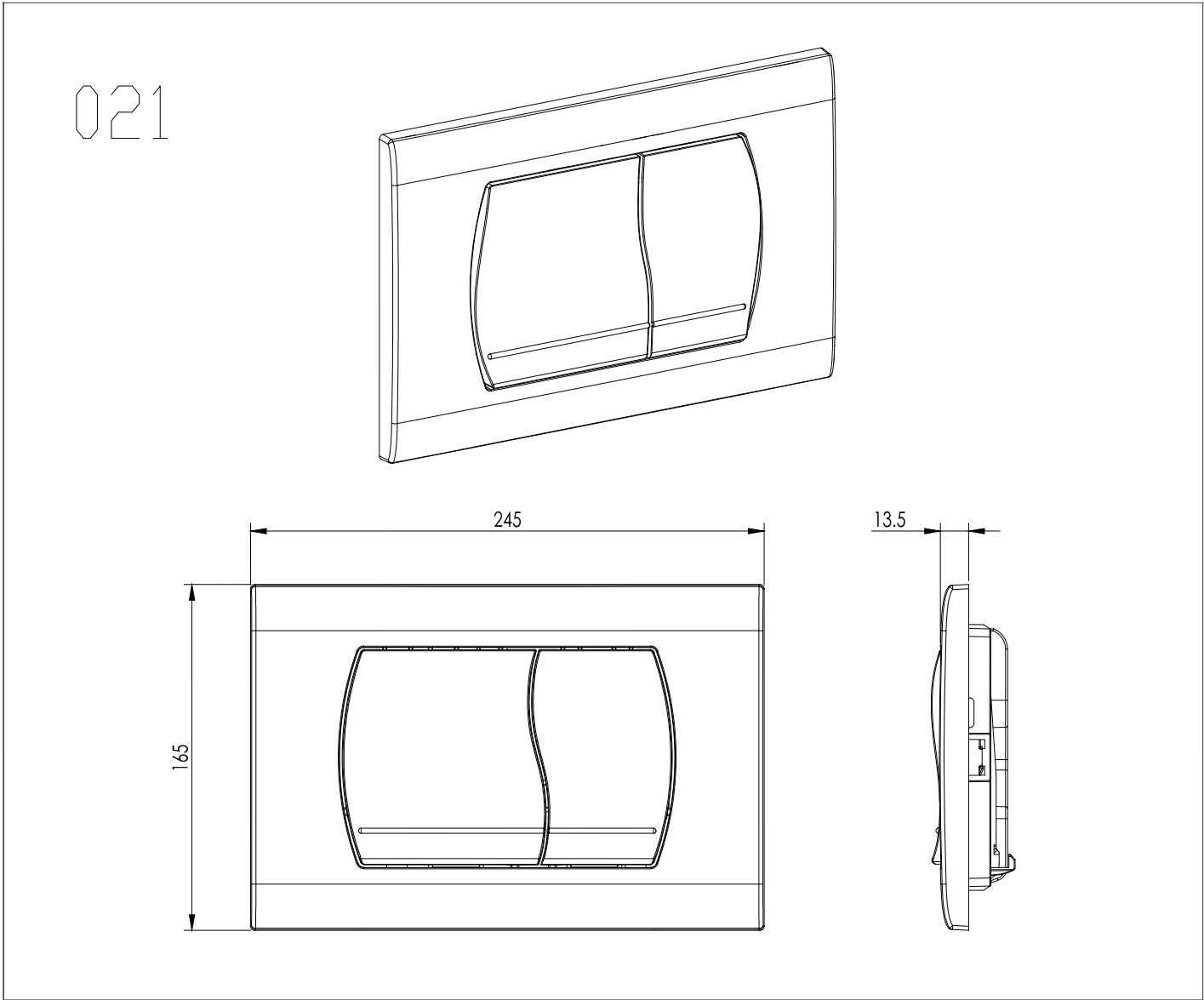 Панель смыва Kordi KDI-0000046 белый глянец прямоугольные кнопки KDI-0000046