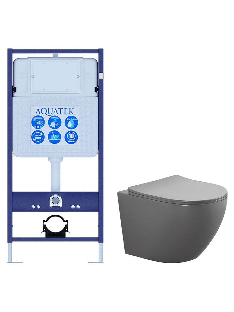 Комплект инсталляция AQUATEK Standard INS-0000012 и унитаз ЕВРОПА AQ1901-MG без клавиши ЕВРОПА-MG