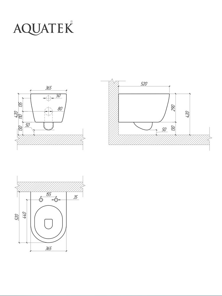 Комплект инсталляции 4 в 1 Aquatek Поларис (рама Standard, унитаз AQ0700-01, сиденье soft-close, панель KDI-0000010) ПОЛАРИС-01-010