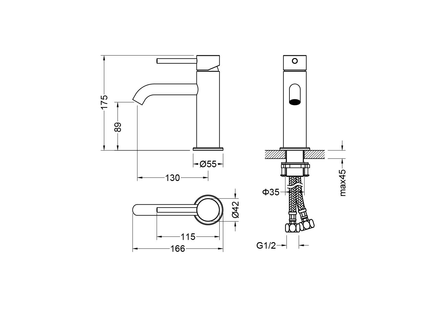 Смеситель для раковины Aquanet Европа AQ1310BGM без донного клапана оружейная сталь AQ1310BGM
