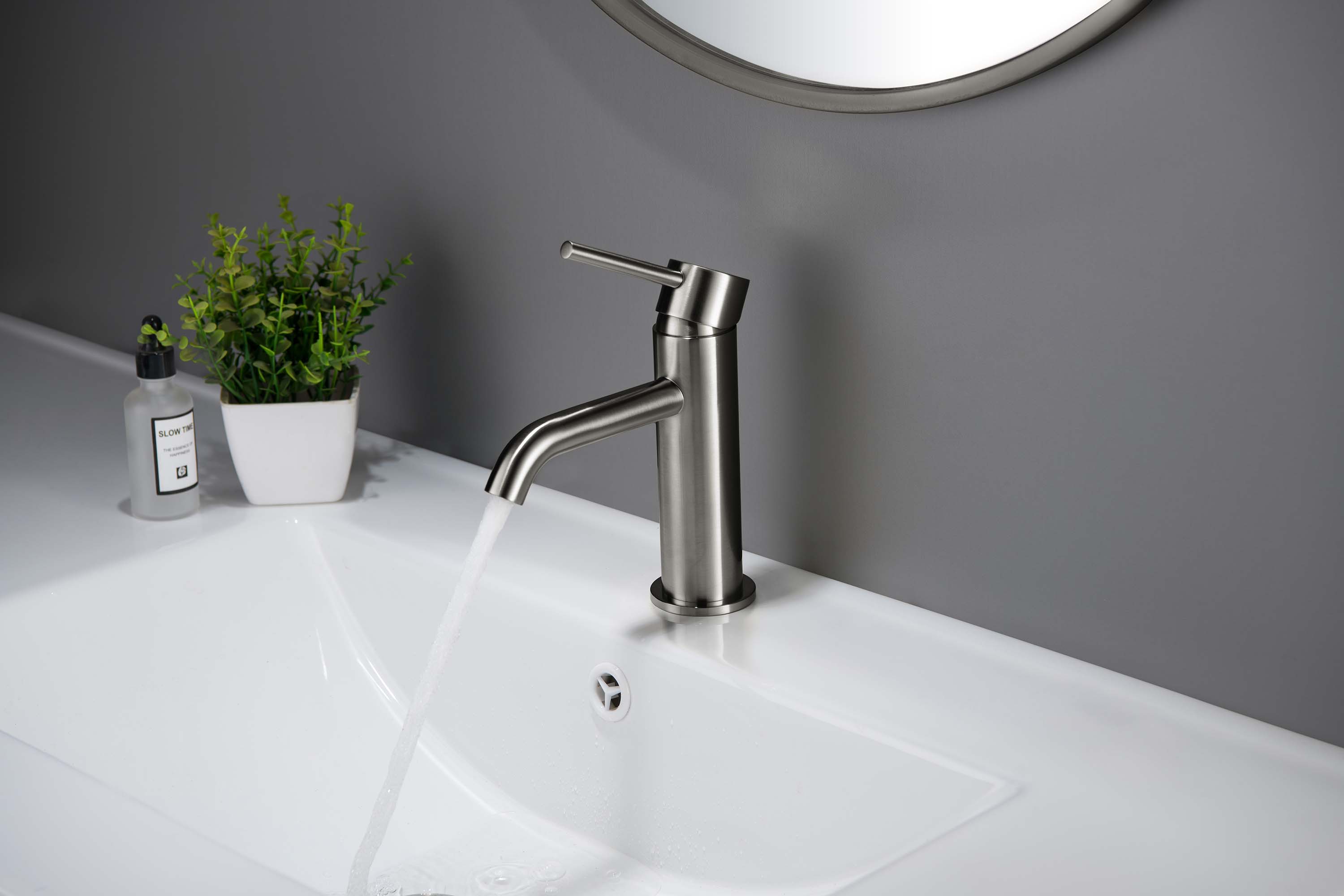 Смеситель для раковины Aquanet Европа AQ1310BGM без донного клапана оружейная сталь AQ1310BGM