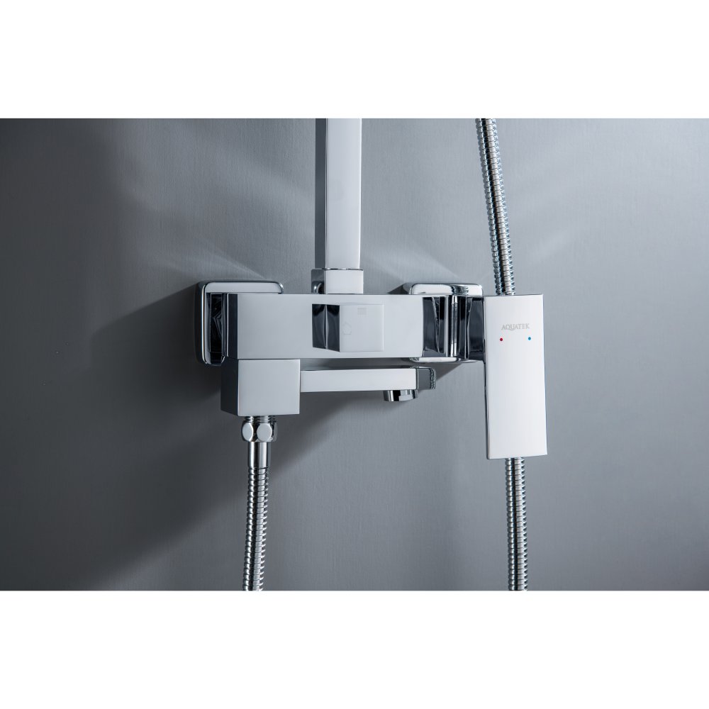 Душевая система Aquanet Либра AQ2640CR со смесителем для ванны 300х200 мм хром AQ2640CR