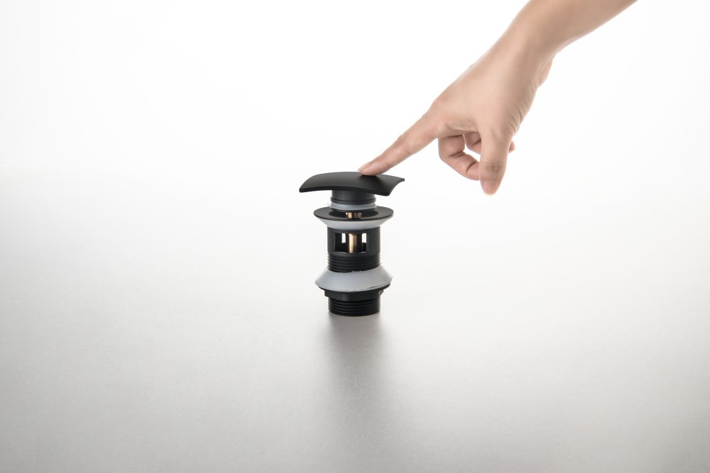 Донный клапан Aquatek Push-open с переливом квадратная крышка матовый черный AQ6004MB