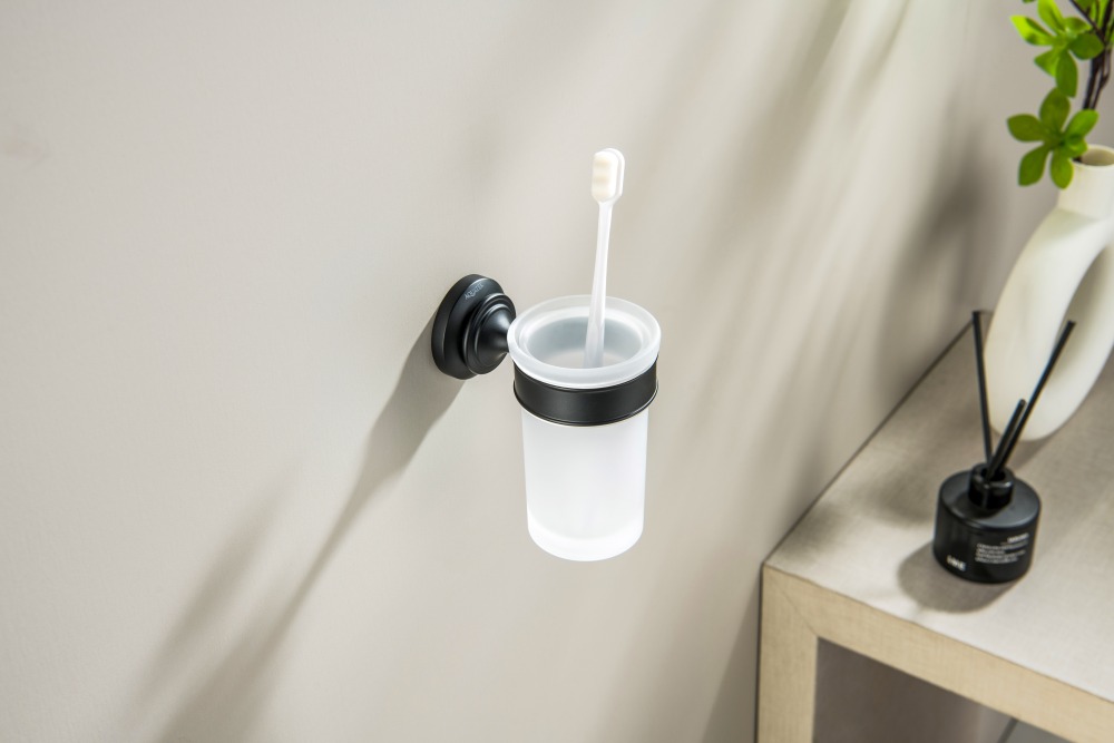 Стакан с держателем Aquanet Классик матовый черный AQ4527MB