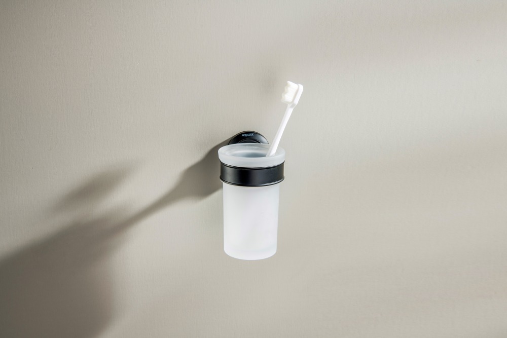 Стакан с держателем Aquanet Классик матовый черный AQ4527MB