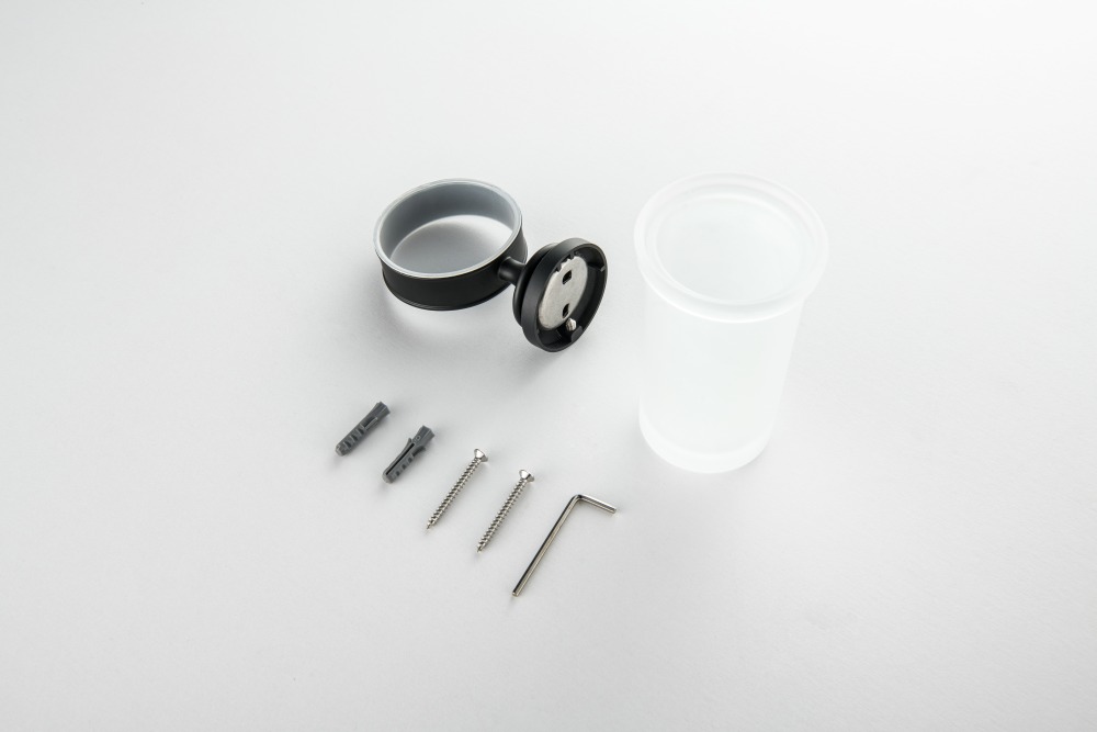 Стакан с держателем Aquanet Классик матовый черный AQ4527MB