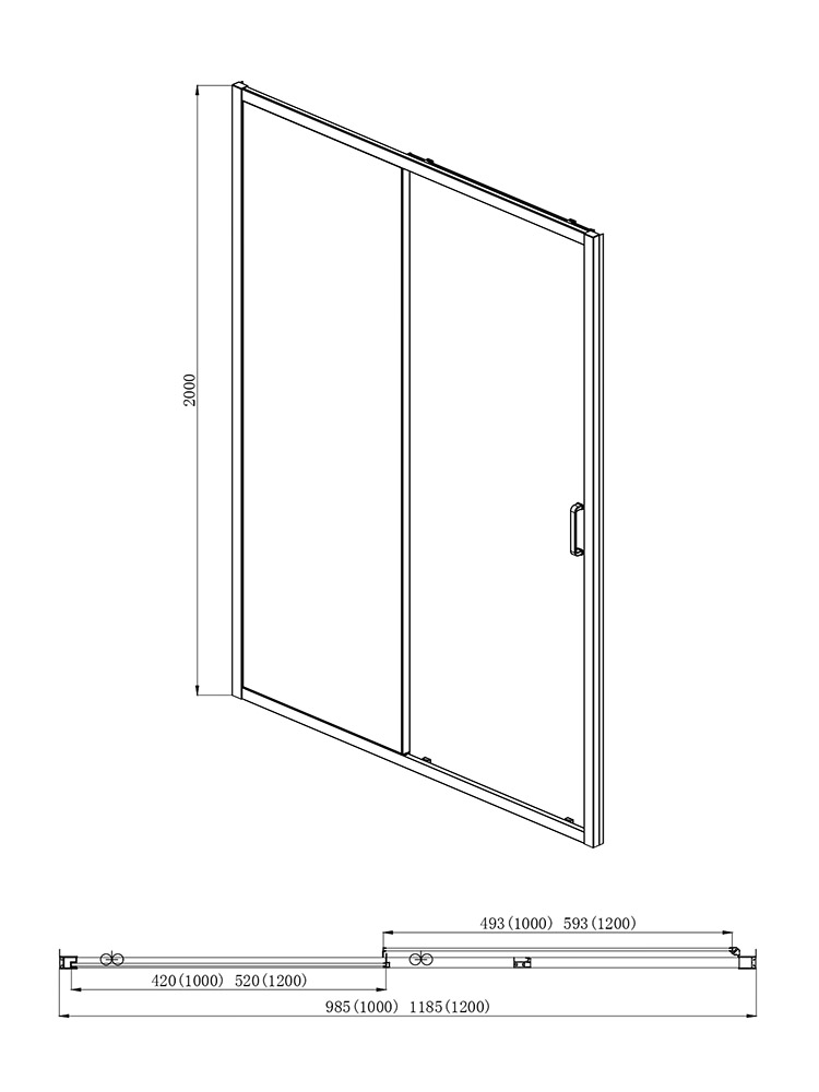 Душевая дверь Aquanet Aria раздвижная 1000x2000 мм оружейная сталь прозрачное стекло AQ ARI RA 10020GM