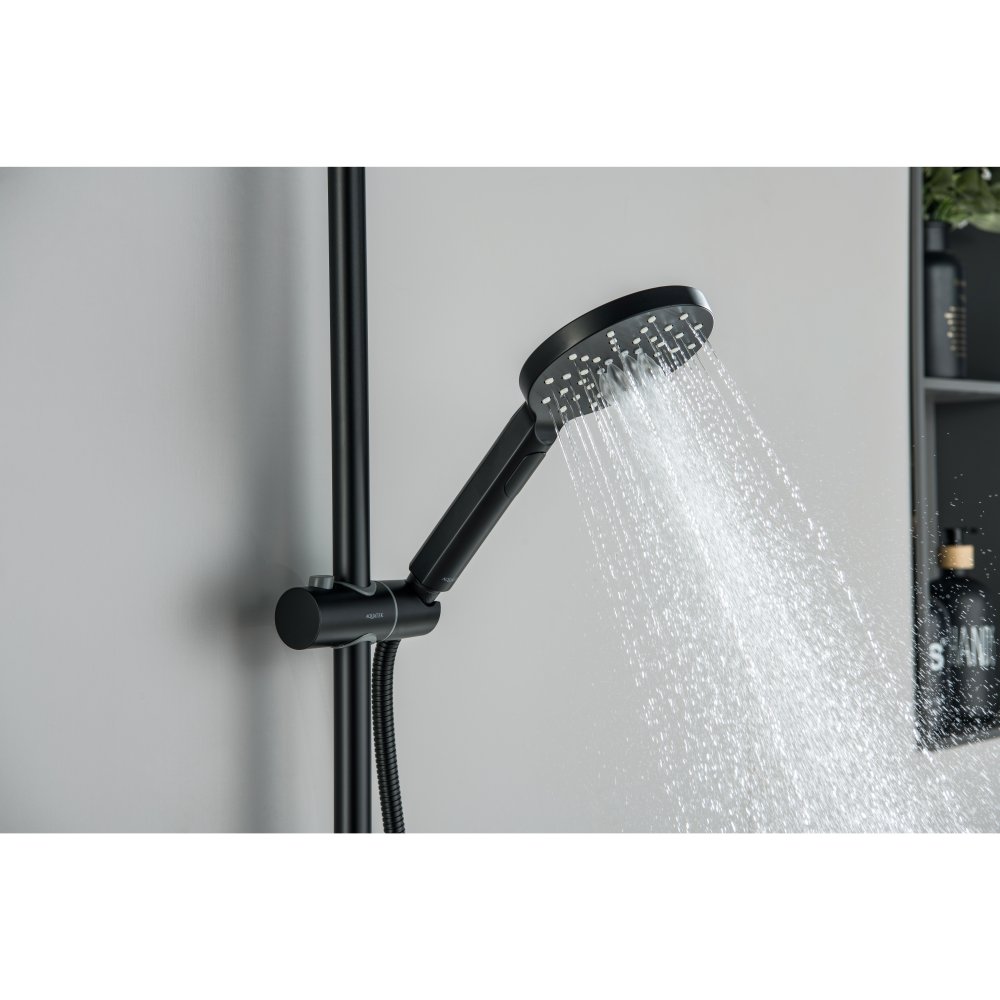 Душевая система со смесителем для ванны Aquanet Бетта 220 мм матовый черный AQ2140MB