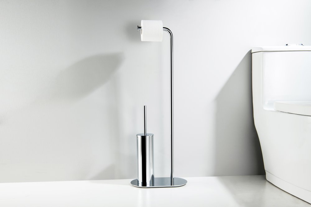 Стойка напольная с ершиком и держателем туалетной бумаги Aquanet Оберон хром AQ4231CR