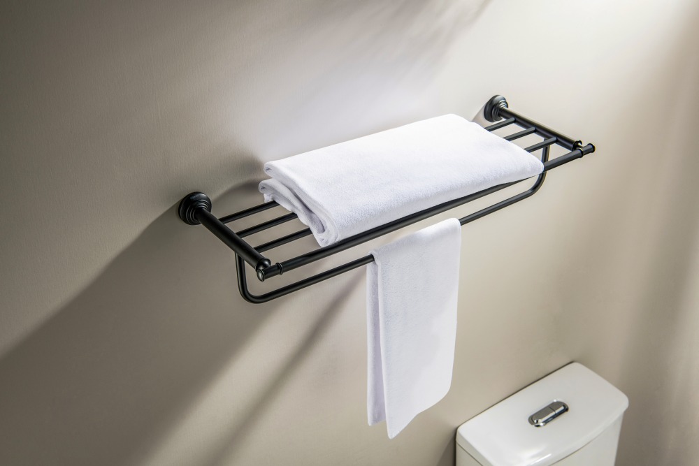 Полка для полотенец Aquanet Классик матовый черный AQ4515MB