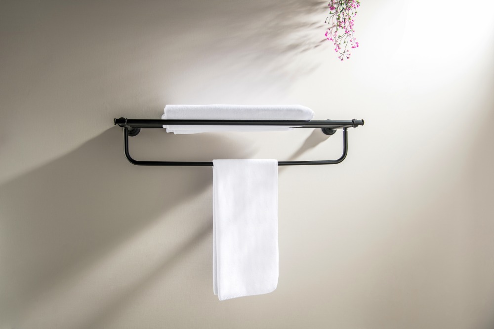 Полка для полотенец Aquanet Классик матовый черный AQ4515MB