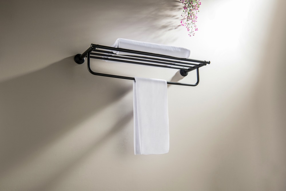 Полка для полотенец Aquanet Классик матовый черный AQ4515MB