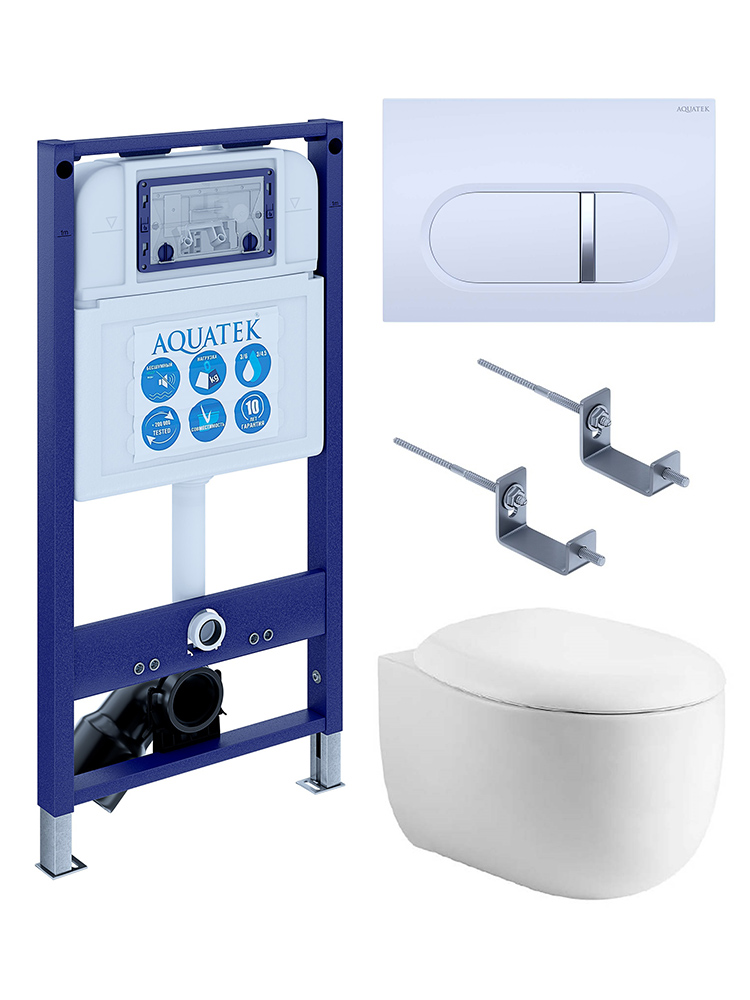 Комплект инсталляции 4 в 1 AQUATEK Альтаир (рама INS-0000025, кнопка KDI-0000042, унитаз AQ1980-00) cm-042