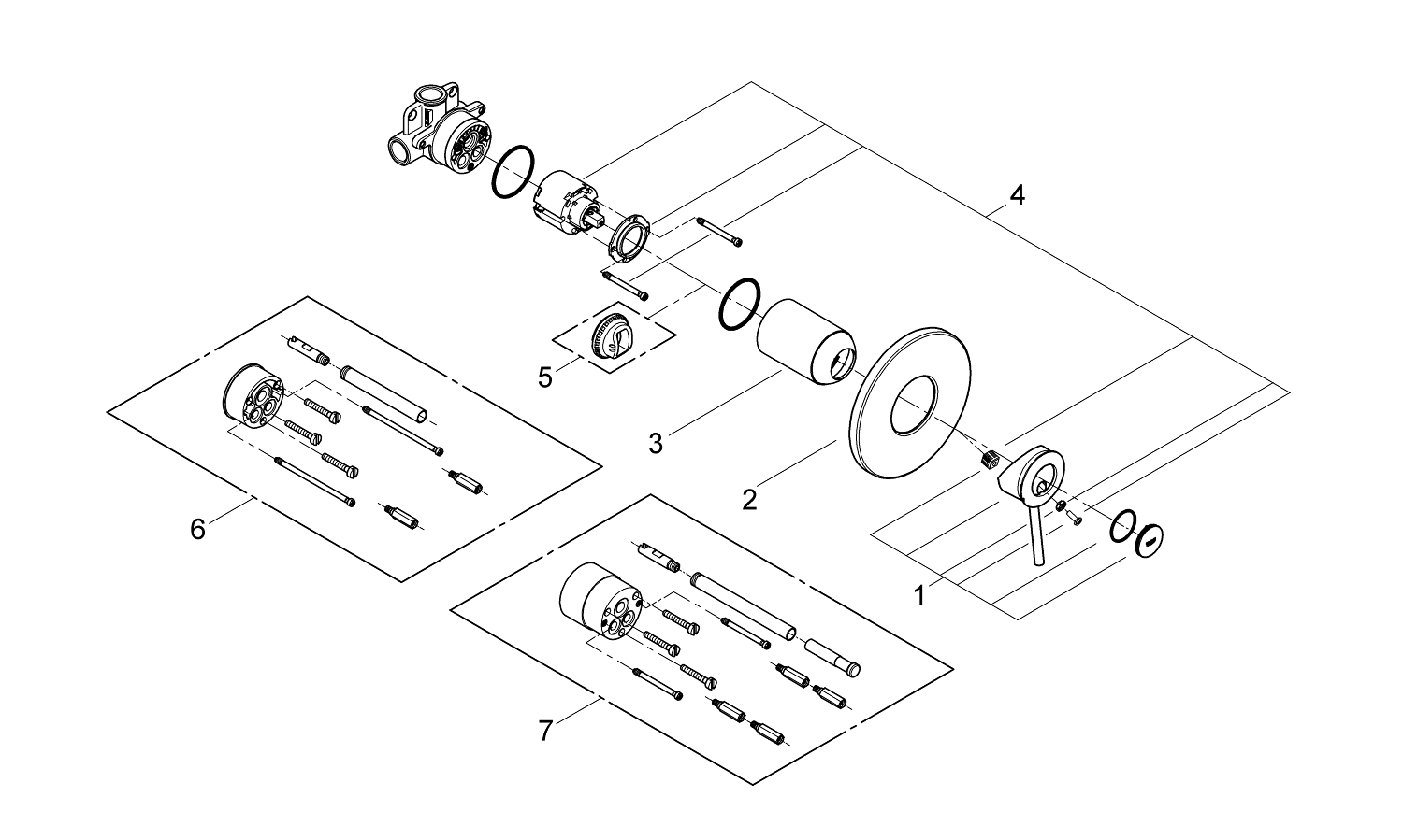 Готовый комплект для гигиенического душа GROHE BauClassic со встраиваемым смесителем хром 129186