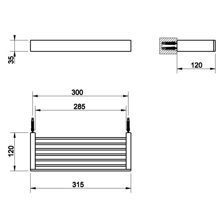 Полка-решетка Gessi Rettangolo 300x120x35 мм черный матовый 20947299