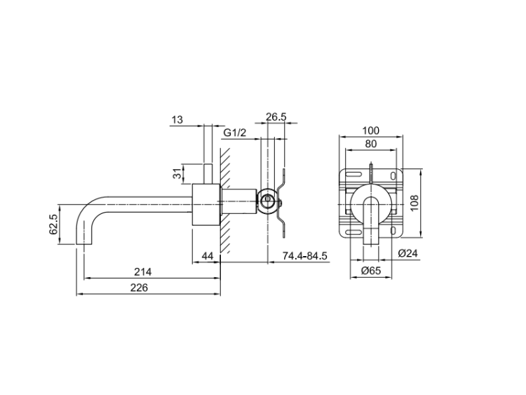 Смеситель для раковины Fantini Fukasawa настенный хром 2702A513B