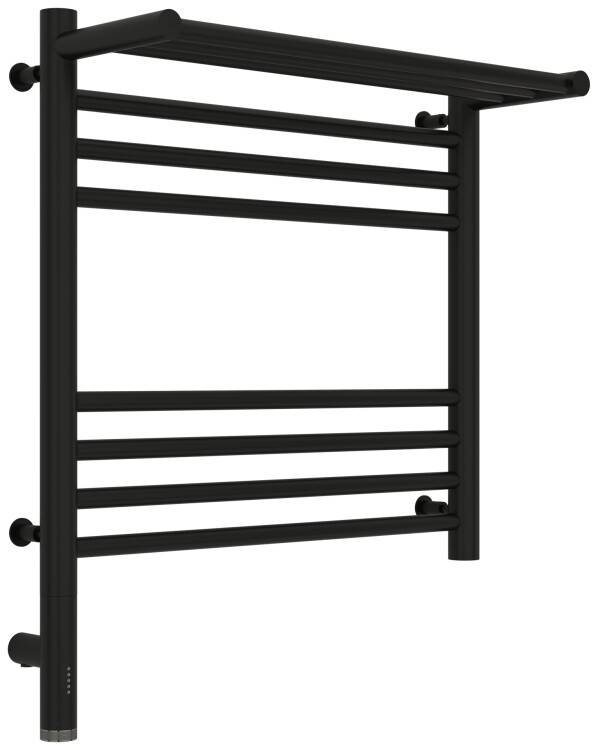 Полотенцесушитель электрический Сунержа Богема 3.0 с полкой 500x500 мм МЭМ слева черный матовый 3158065050