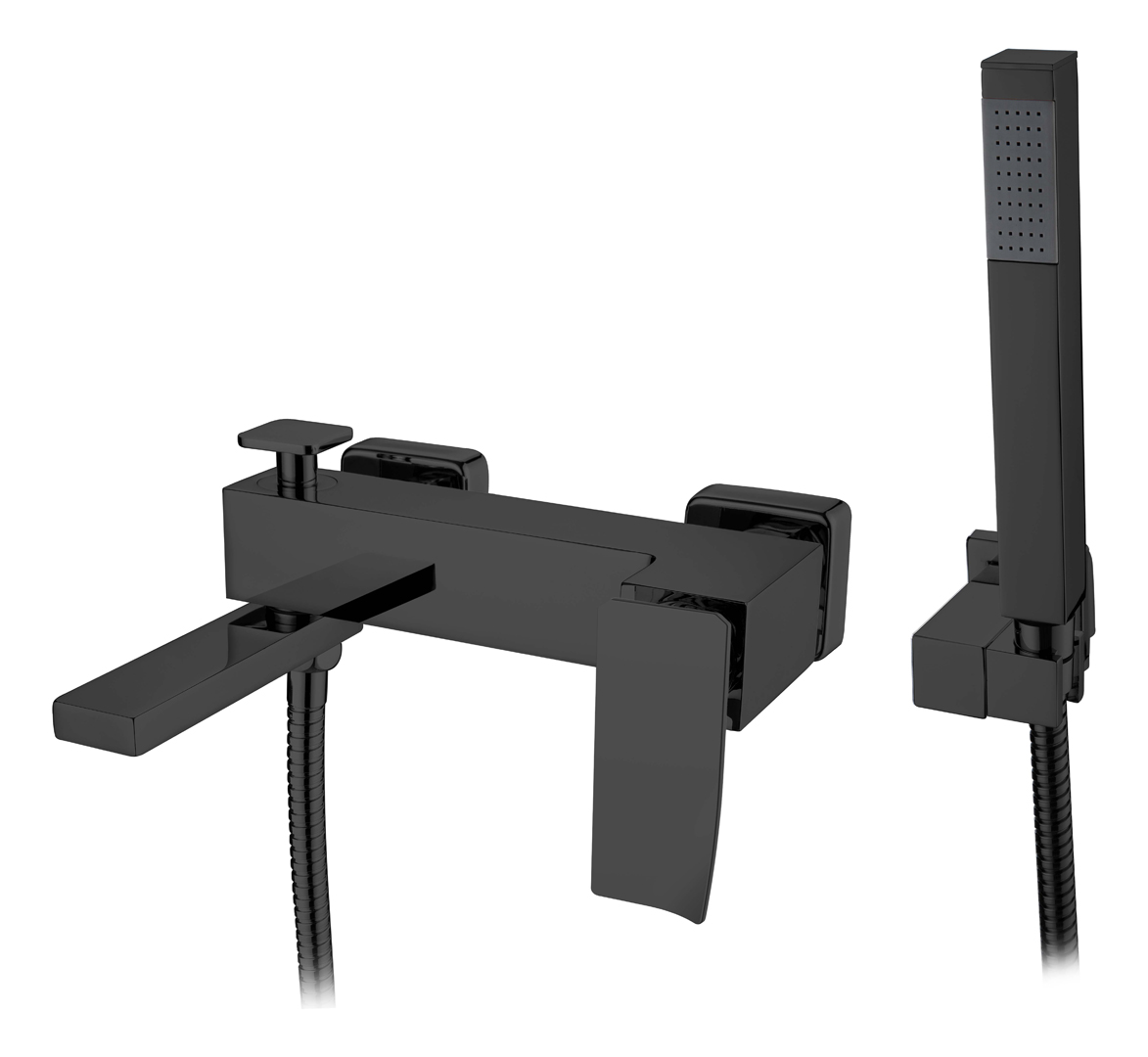 Смеситель для ванны Boheme Q с душевым комплектом черный 143-BB.2