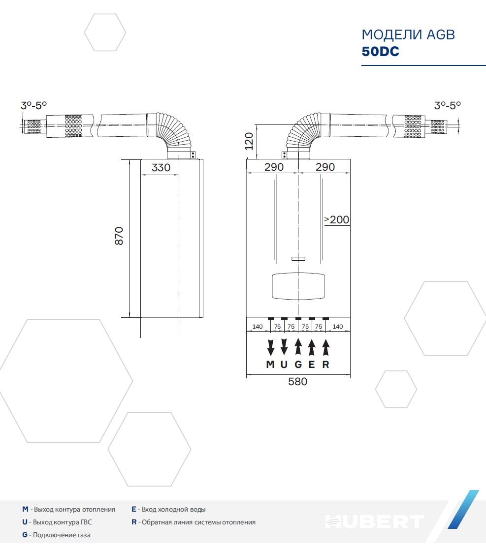 Газовый котел HUBERT AGB 50DC настенный 00-00002326