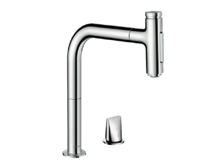 Смеситель для кухни Hansgrohe Metris Select M71 320 с выдвижным изливом и sBox хром 73818000