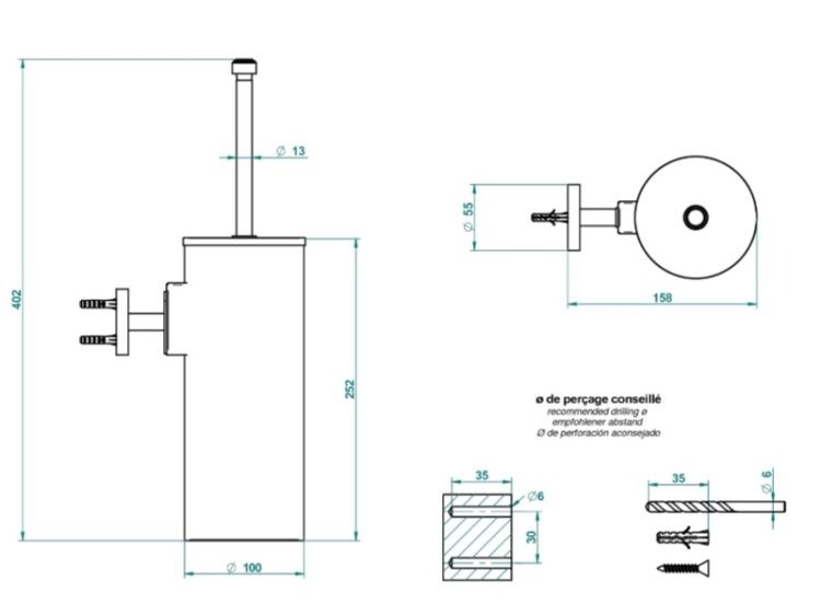 Ёршик настенный THG Paris Collection O 100x158x402 мм мягкое золото G4PF304720C