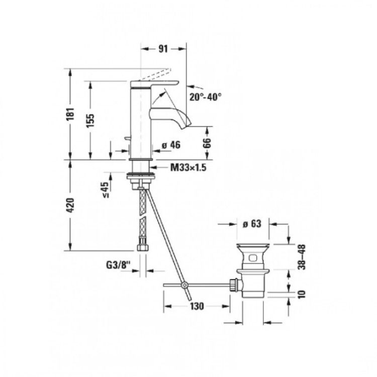 Смеситель для раковины Duravit C.1 S черный матовый C11010001046