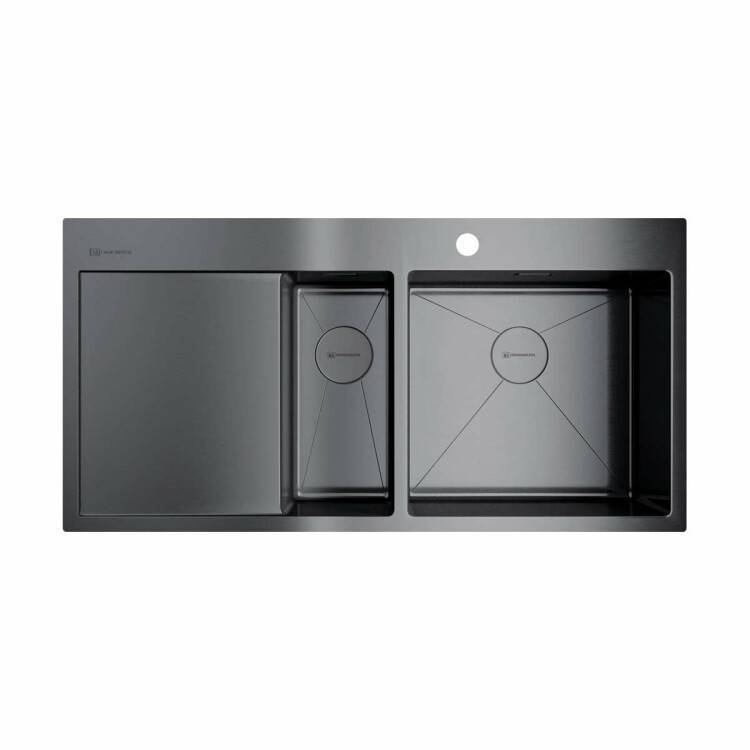 Мойка кухонная OMOIKIRI Akisame 1000х510 мм 2 чаши справа вороненая сталь 4973104