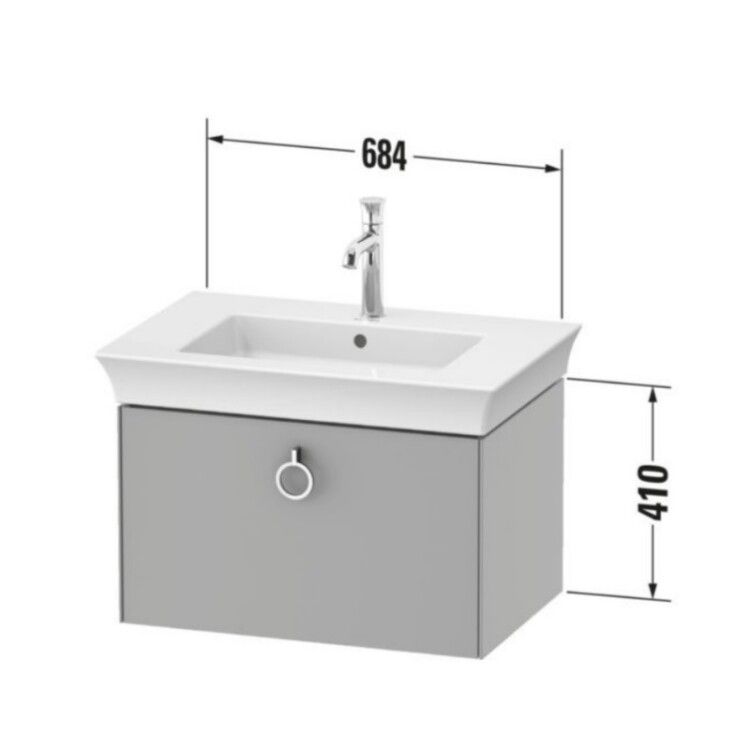 Тумба под раковину Duravit White Tulip 684x458x410 мм подвесная 1 ящик белый шелковисто-матовый/американский орех WT425107736