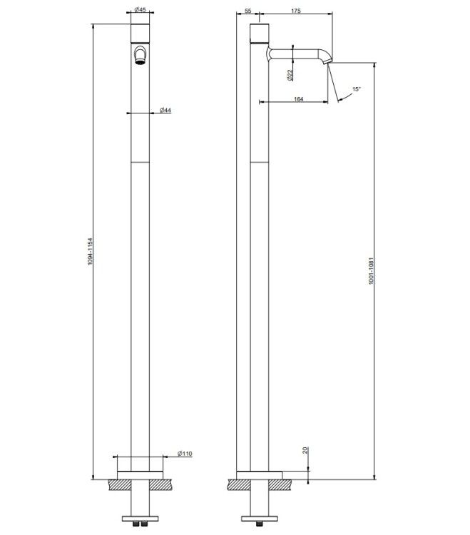Смеситель для раковины Gessi Habito Unito напольный цвет черный матовый 70095299