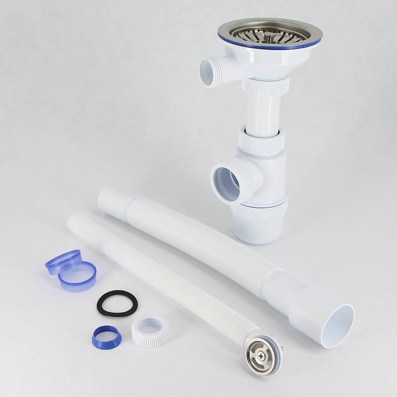 Сифон для мойки Wirquin Элит 1 1/2 х 40 мм чашка 114 мм круглый перелив гофра 40/50 мм 30986164