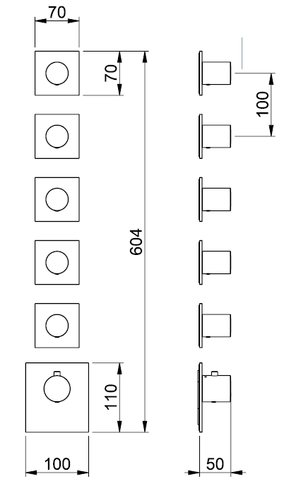 Встраиваемый смеситель Almar Water Control High Flow на 5 потребителей High Brass Brushed PVD E180085HB