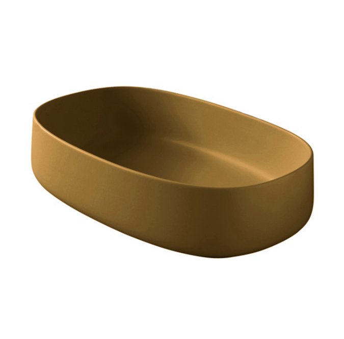 Раковина накладная Artceram Cognac 550x350x145 мм с 1 отверстием Saniglaze Ombra cipro naturale COL0031800