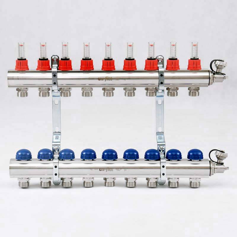 Коллекторная группа Uni-Fitt серия E 1x3/4 EK 9 выходов с расходомерами 440E4309