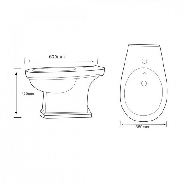 Биде напольное Boheme Vogue 35х60х40 см белый 943