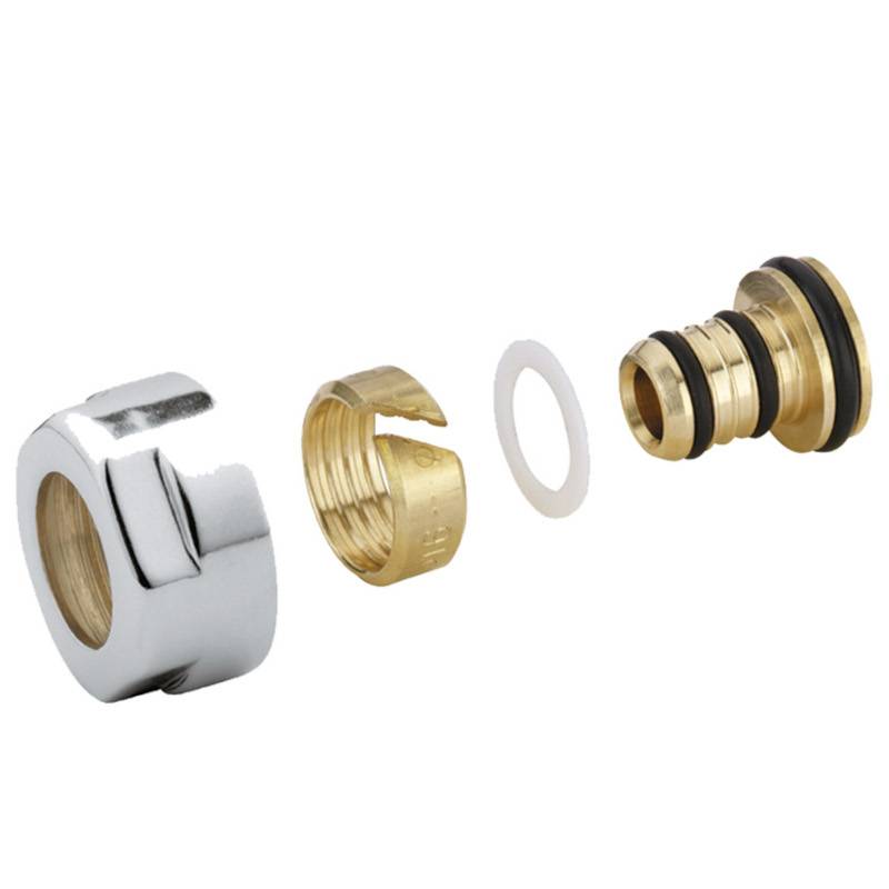 Соединитель обжимной Comisa 16х2.0 мм - 3/4 EK хромированный для металлопластиковых труб A58502BEK