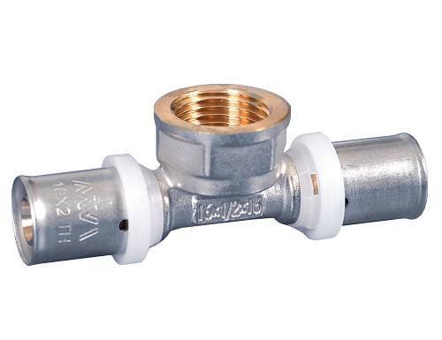 Пресс-фитинг тройник с переходом на внутреннюю резьбу MVI 16х1/2х16 APF.542.040404