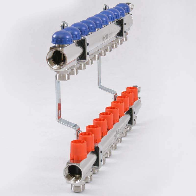 Коллекторная группа с балансировочными и термостатическими вентилями UNI-FITT 1x3/4 EK 10 выходов 441E4310