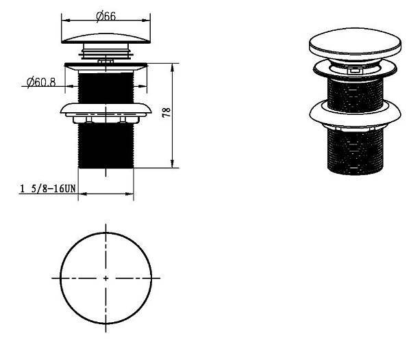 Донный клапан для раковины Boheme Click-Clack матовое золото 612-MG