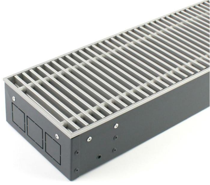 Внутрипольный конвектор ELSEN EKQ 240x110x3000 мм с принудительной конвекцией линейная решетка алюминий EKQ.240.110.3000 MCLR