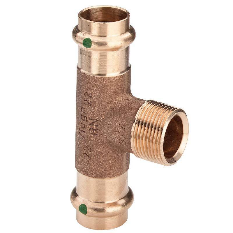 Тройник пресс с наружной резьбой Viega Sanpress 54х3/4х54 бронза 197858