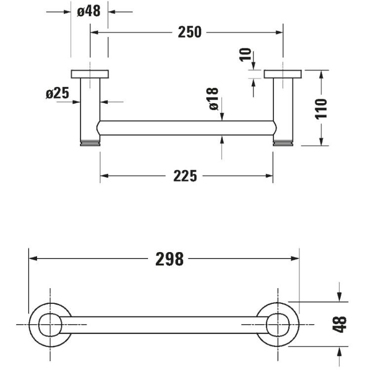 Поручень Duravit D-Code прямой 298 мм хром 0099141000