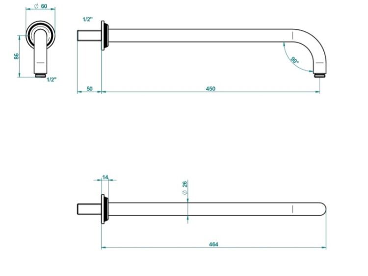 Держатель верхнего душа THG Grand Central With White Onyx Lever Handle настенный 450 мм никель U9SB0184L