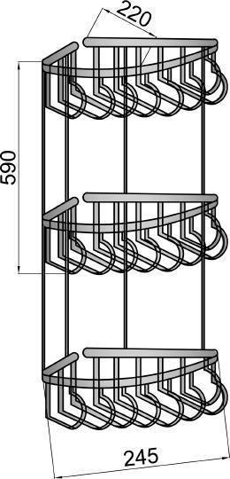 Полка угловая 3-ярусная Boheme Brillante 24.5х22х59 см хром 10454