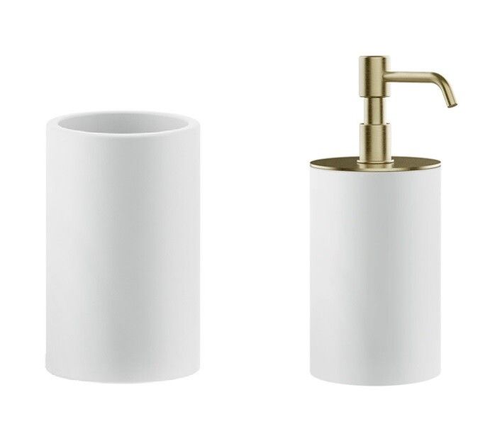 Набор аксессуаров Gessi Rilievo стакан и дозатор белый/хром/латунь 59531031/59537727