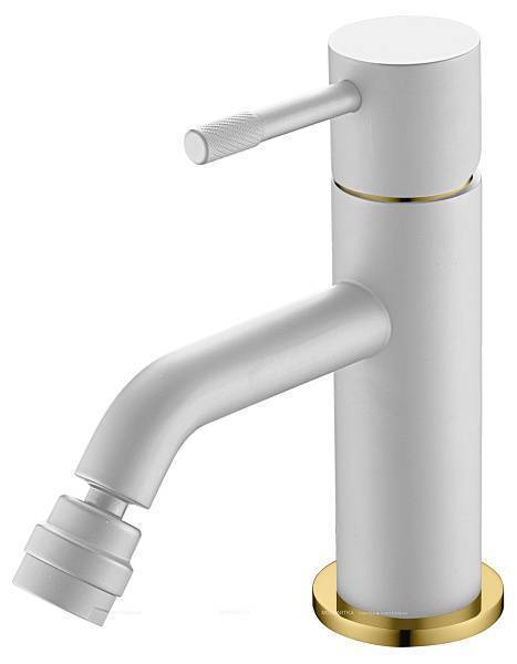 Смеситель для биде Boheme Uno белый матовый/золото матовое 466-WG