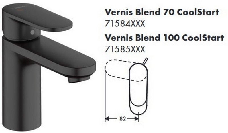 Смеситель для раковины Hansgrohe Vernis черный матовый 71585670